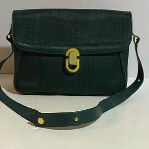 Comtesse green horse hair knitted leather shoulder handbag